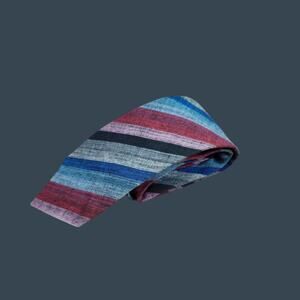 Men's Tie Tree Polyester Tie Multicolored Striped Necktie Short Skinny